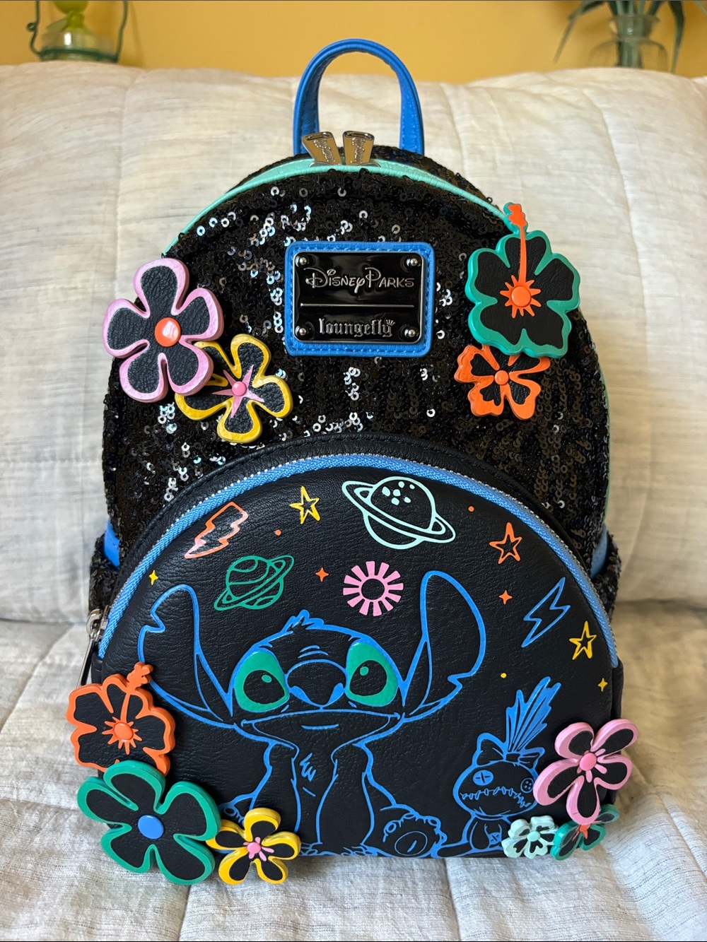 Loungefly Black Sequin Stitch Mini Backpack